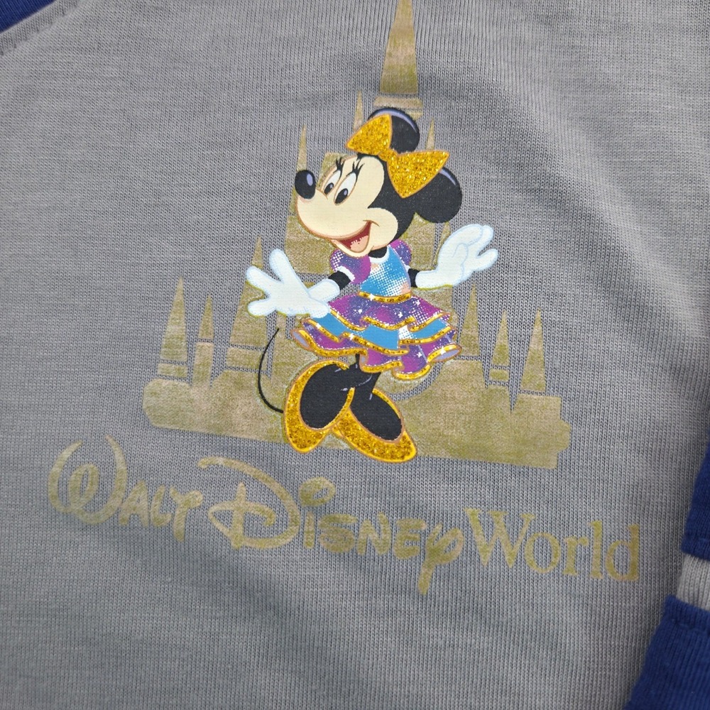Disney World 50th Anniversary Minnie Mouse Grey V-Neck T-Shirt Women 1X Rayon